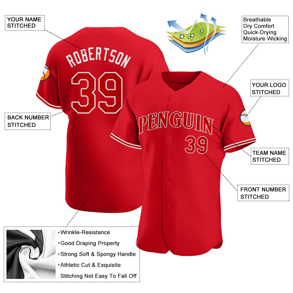 Personalized Red Red-White Authentic Baseball Jersey Team Custom Name and Number Personalized Red Red-White Authentic Baseball Jersey Team Custom Name and Number - Image 3
