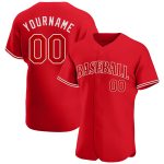 Personalized Red Red-White Authentic Baseball Jersey Team Custom Name and Number