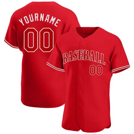 Personalized Red Red-White Authentic Baseball Jersey Team Custom Name and Number