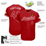 Personalized Red Red-White Authentic Baseball Jersey