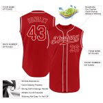 Personalized Red Red-White Authentic Sleeveless Baseball Jersey Team Custom Name and Number