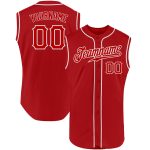 Personalized Red Red-White Authentic Sleeveless Baseball Jersey Team Custom Name and Number