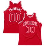 Personalized Red Red-White Authentic Throwback Basketball Jersey Team Custom Name and Number