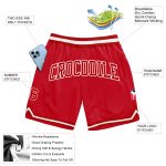Personalized Red Red-White Authentic Throwback Basketball Shorts Team Custom Name and Number