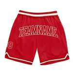 Personalized Red Red-White Authentic Throwback Basketball Shorts Team Custom Name and Number