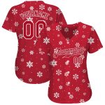 Personalized Red Red-White Christmas 3D Authentic Baseball Jersey Team Custom Name and Number
