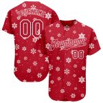 Personalized Red Red-White Christmas 3D Authentic Baseball Jersey Team Custom Name and Number