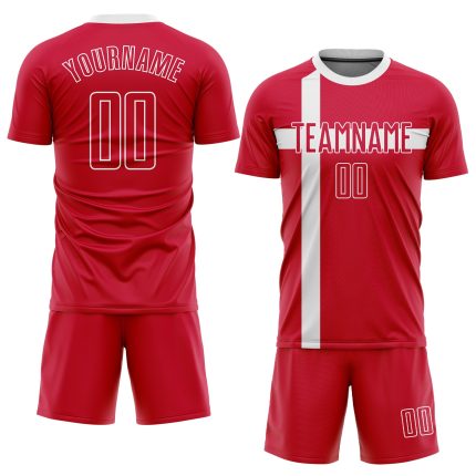 Personalized Red Red-White Sublimation Danish Flag Soccer Uniform Jersey Team Custom Name and Number