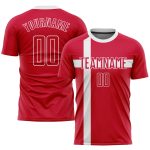 Personalized Red Red-White Sublimation Danish Flag Soccer Uniform Jersey Team Custom Name and Number