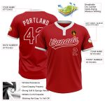 Personalized Red Red-White Two-Button Unisex Softball Jersey Team Custom Name and Number