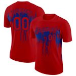 Personalized Red Royal 3D Pattern Design Dripping Splatter Art Performance T-Shirt Team Custom Name and Number