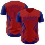 Personalized Red Royal 3D Pattern Design Side Sharp Edges Authentic Baseball Jersey Team Custom Name and Number
