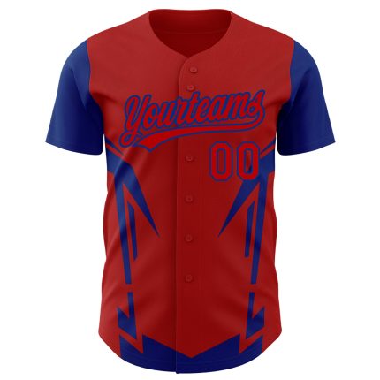Personalized Red Royal 3D Pattern Design Side Sharp Edges Authentic Baseball Jersey Team Custom Name and Number