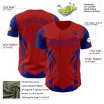 Personalized Red Royal 3D Pattern Design Side Sharp Edges Authentic Baseball Jersey Team Custom Name and Number