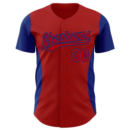 Personalized Red Royal 3D Pattern Design Side Stripes Authentic Baseball Jersey Team Custom Name and Number