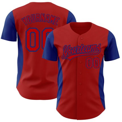 Personalized Red Royal 3D Pattern Design Side Stripes Authentic Baseball Jersey Team Custom Name and Number