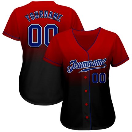 Personalized Red Royal-Black Authentic Fade Fashion Baseball Jersey Team Custom Name and Number
