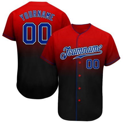 Personalized Red Royal-Black Authentic Fade Fashion Baseball Jersey Team Custom Name and Number