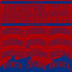 Custom red and royal color splash sublimated basketball jersey, detail of the printed panel