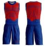 Custom red and royal color splash sublimated basketball jersey