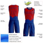 Custom red and royal color splash sublimated basketball jersey, back view