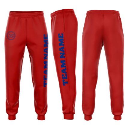 Personalized Red Royal Fleece Jogger Sweatpants Team Custom Name and Number