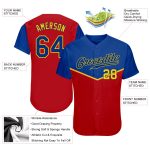 Personalized Red Royal-Gold 3D Pattern Design Multicolor Authentic Baseball Jersey Team Custom Name and Number