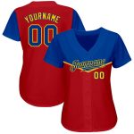Personalized Red Royal-Gold 3D Pattern Design Multicolor Authentic Baseball Jersey Team Custom Name and Number