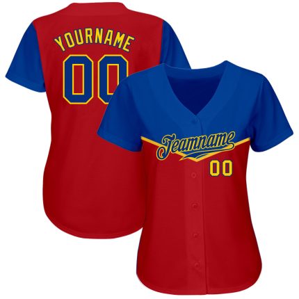 Personalized Red Royal-Gold 3D Pattern Design Multicolor Authentic Baseball Jersey Team Custom Name and Number