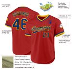 Personalized Red Royal-Gold Authentic Throwback Baseball Jersey Team Custom Name and Number