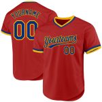 Personalized Red Royal-Gold Authentic Throwback Baseball Jersey Team Custom Name and Number