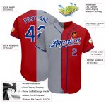 Personalized Red Royal-Gray Authentic Split Fashion Baseball Jersey Team Custom Name and Number