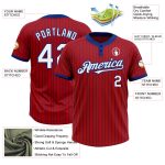 Personalized Red Royal Pinstripe White Two-Button Unisex Softball Jersey Team Custom Name and Number