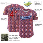 Personalized Red Royal-White 3D American Flag Authentic Baseball Jersey