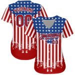 Personalized Red Royal-White 3D American Flag Authentic Baseball Jersey Team Custom Name and Number