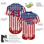 Personalized Red Royal-White 3D American Flag Authentic Baseball Jersey Team Custom Name and Number