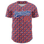 Personalized Red Royal-White 3D American Flag Authentic Baseball Jersey