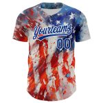 Personalized Red Royal-White 3D American Flag Patriotic Authentic Baseball Jersey Team Custom Name and Number