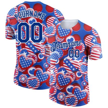 Personalized Red Royal-White 3D American Flag Patriotic Performance T-Shirt