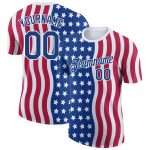 Personalized Red Royal-White 3D American Flag Patriotic Performance T-Shirt Team Custom Name and Number
