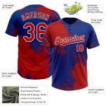 Personalized Red Royal-White 3D Pattern Abstract Brush Stroke Two-Button Unisex Softball Jersey Team Custom Name and Number