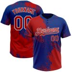 Personalized Red Royal-White 3D Pattern Abstract Brush Stroke Two-Button Unisex Softball Jersey Team Custom Name and Number