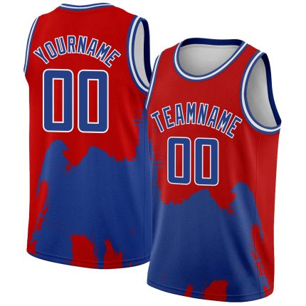 Personalized Red Royal-White 3D Pattern Design Abstract Grunge Halftone Art Authentic Basketball Jersey Team Custom Name and Number