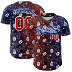 Personalized Red Royal-White 3D Pattern Design American Eagle Authentic Baseball Jersey
