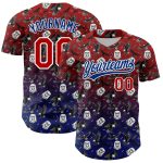 Personalized Red Royal-White 3D Pattern Design American Eagle Authentic Baseball Jersey Team Custom Name and Number