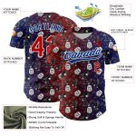 Personalized Red Royal-White 3D Pattern Design American Eagle Authentic Baseball Jersey