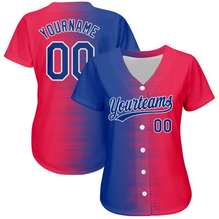 Personalized Red Royal-White 3D Pattern Design Authentic Baseball Jersey Team Custom Name and Number