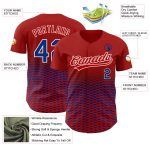 Personalized Red Royal-White 3D Pattern Design Gradient Lines Authentic Baseball Jersey Team Custom Name and Number