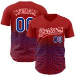 Personalized Red Royal-White 3D Pattern Design Gradient Lines Authentic Baseball Jersey Team Custom Name and Number