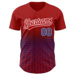 Personalized Red Royal-White 3D Pattern Design Gradient Lines Authentic Baseball Jersey Team Custom Name and Number
